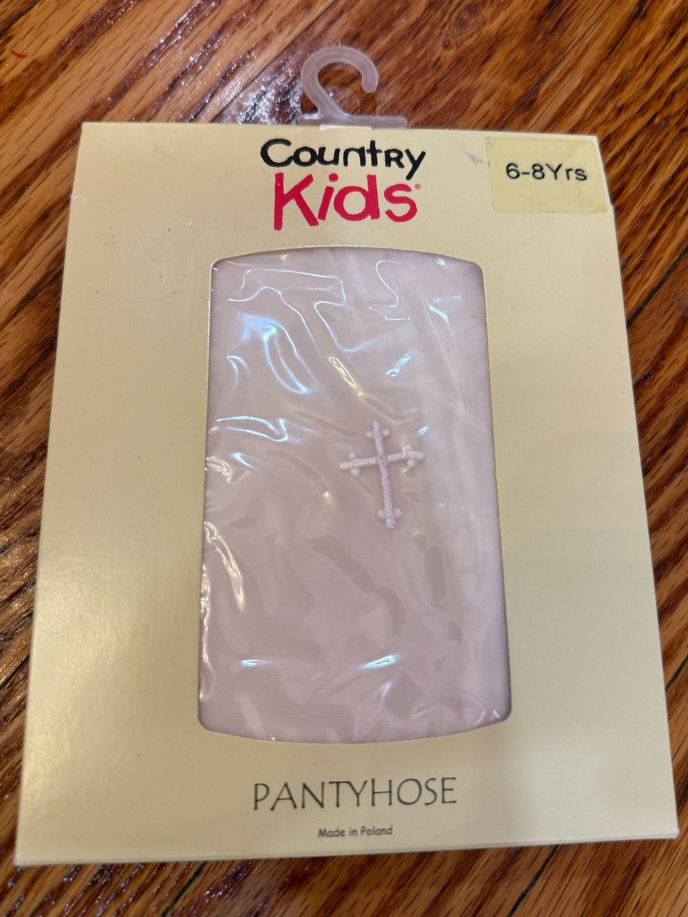 Country Kids Pink Girls' Pantyhose with Cross Detail